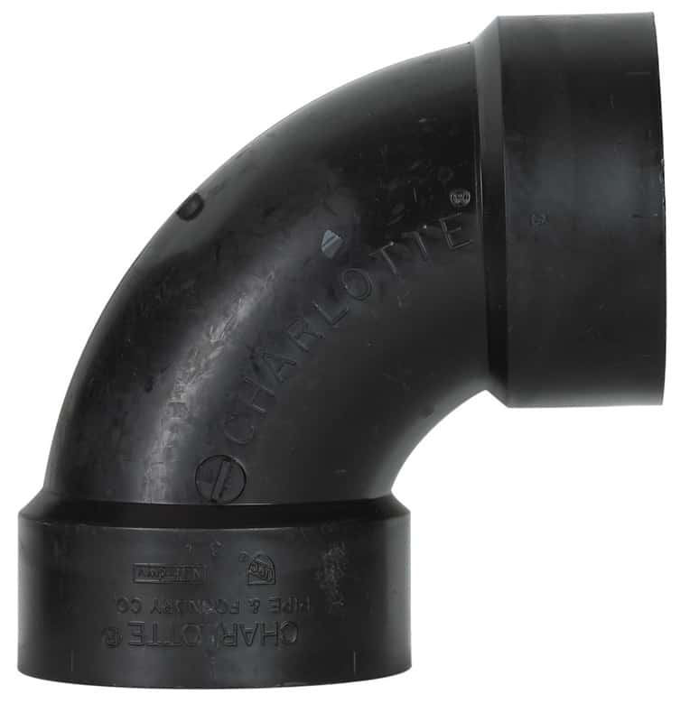 Charlotte Pipe 3 in. Hub x 3 in. Dia. Hub ABS 90 Degree Elbow Ace