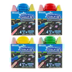 Bazic Products Nontoxic Assorted Color Washable Sidewalk Chalk 4 pk