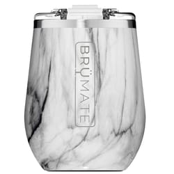 BruMate Uncork'd 14 oz Carrara BPA Free Wine Tumbler with Lid