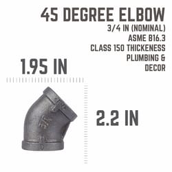STZ Industries 3/4 in. FIP each X 3/4 in. D FIP Black Malleable Iron 45 Degree Elbow