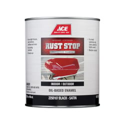 Ace Rust Stop Indoor / Outdoor Satin Black Oil-Based Enamel Rust Preventative Paint 1 qt