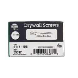 HILLMAN No. 6 X 1-5/8 in. L Phillips Fine Drywall Screws 100 pk