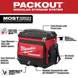 Milwaukee PACKOUT 15.75 in. W X 11.81 in. H Ballistic Nylon Cooler Utility Bag 6 pocket Black/Red 1