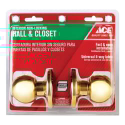 Ace Ball Antique Brass Passage Door Knob Right or Left Handed