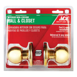 Ace Ball Polished Brass Passage Door Knob Right or Left Handed