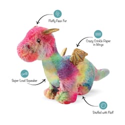 Pet Shop by Fringe Studio Multicolored Plush Rainbow Dragon Dog Toy 1 pk