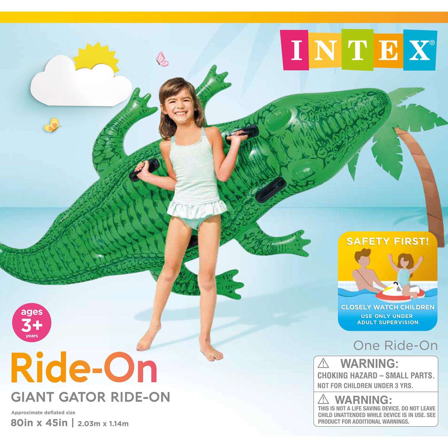 Intex 58562EP Giant Gator Ride-on Floating Mat, Green