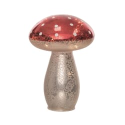 Transpac Red/Silver Large Mushroom Lights Up Table Decor 9 in.