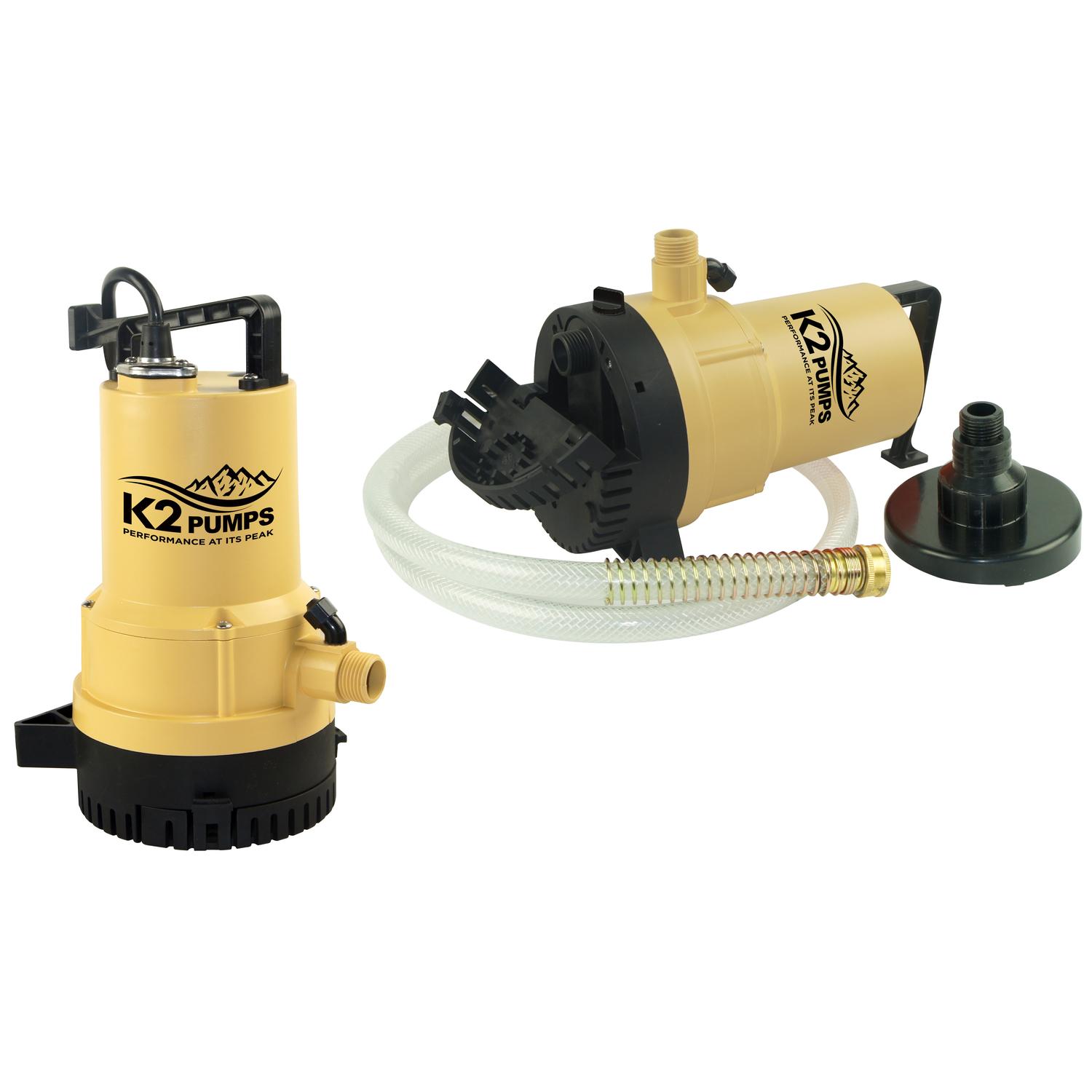 K2 Pumps 1/4 HP 1600 gph Thermoplastic Switchless Switch Dual Suction
