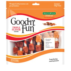 Good 'n' Fun All Size Dogs All Ages Rawhide Twists Chicken/Duck and Chicken Liver 18 pk