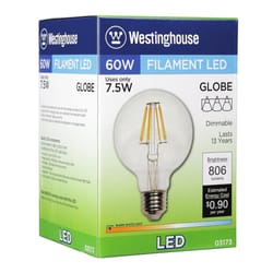 Westinghouse G25 E26 (Medium) Light Bulb Warm White 60 Watt Equivalence 1 pk