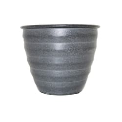 Robert Allen Ironstone 10 in. D Metal Woodsdale Planter Charcoal