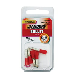 Jandorf 22-18 Ga. Insulated Wire Male Bullet Red 5 pk