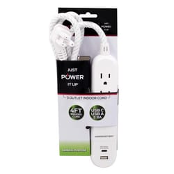 Monster Just Power It Up 4 ft. L 3 outlets Power Strip White