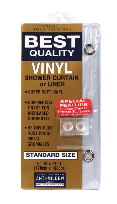 Excell 70 In H X 71 In W Clear Solid Shower Curtain