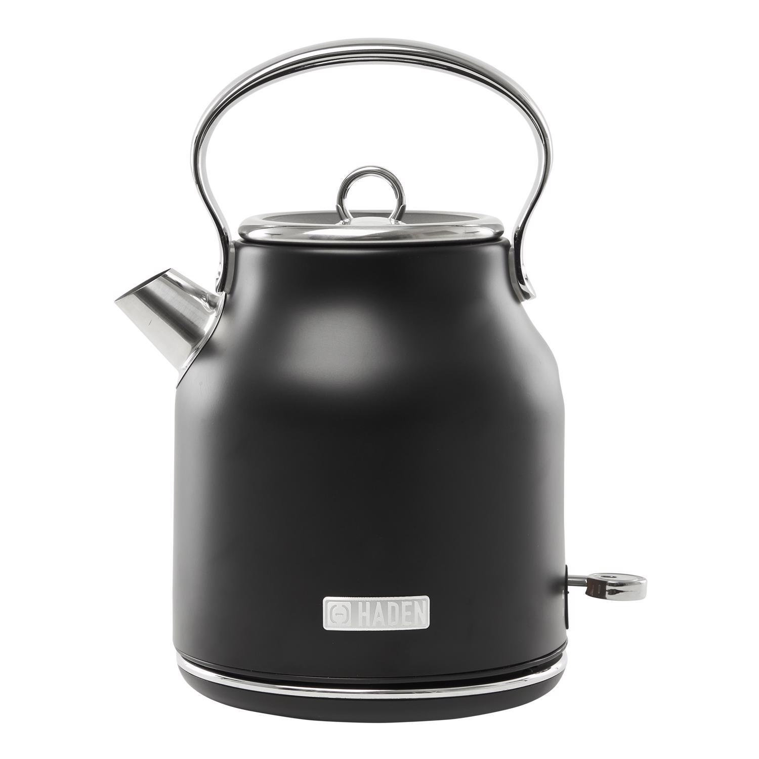 Haden Heritage Black Retro Stainless Steel 1.7 L Electric Tea Kettle Uae Electronic uaeelectronic.com