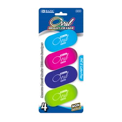 Bazic Products Assorted Neon Oval Pencil Erasers 4 pk