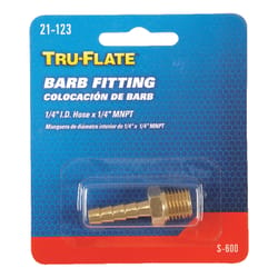 Tru-Flate Brass Barb Hose Fitting 1/4 in. Male 1 pc