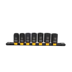 DeWalt 13 mm X 1/2 in. drive Metric 6 Point Deep Impact Socket Set 7 pc