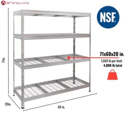 Ar Shelving Wire Heavy Duty 71 in. H X 60 in. W X 20 in. D Metal Shelving Unit