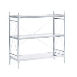 Linon Home Decor Chrome Silver Glass/Stainless Steel Bathroom Shelf