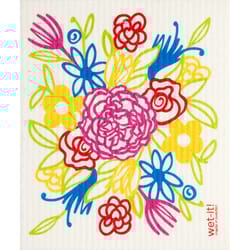 wet-it! Multicolored Cotton Flower Bouquet Dish Cloth 1 pk
