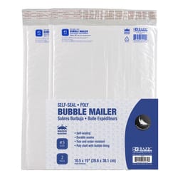 Bazic Products 10.5 in. W X 15 in. L No. 5 White Poly Bubble Mailer 2 pk