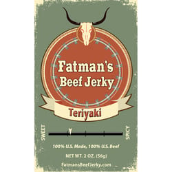 Fatmans Beef Jerky Teriyaki Beef Jerky 2 oz Packet