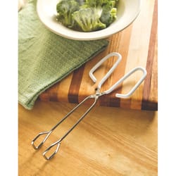 Fox Run Silver/White Steel Tongs