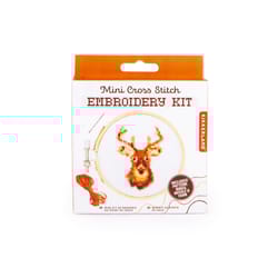 Kikkerland Mini Cross Stitch Deer Embroidery Kit Cotton/Polyester Fabric 1 pk