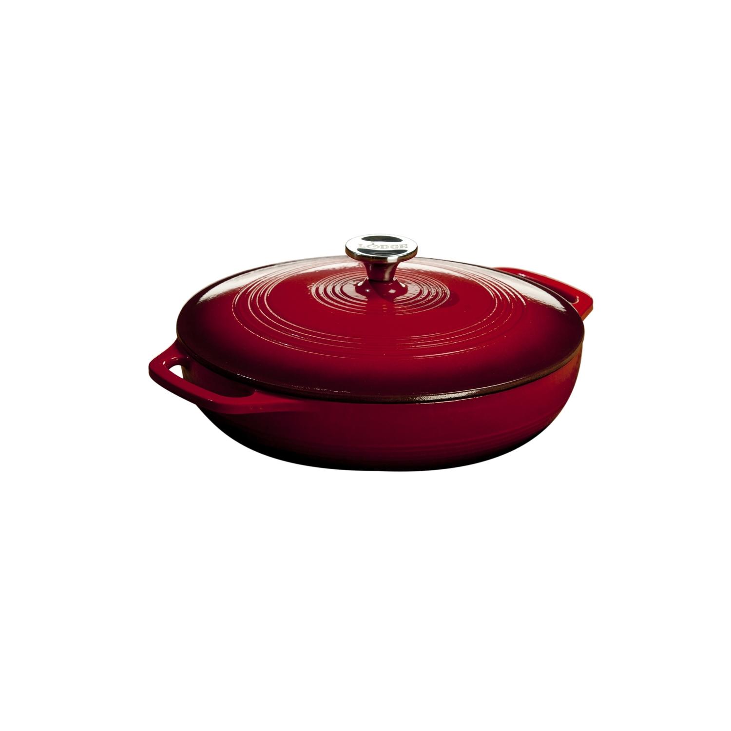 Lodge Cast Iron Covered Casserole 11.375 in. Red Sansujyuku sansujyuku.com