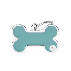 MyFamily Basic Handmae Light Blue Bone Aluminum Dog Pet Tags Large