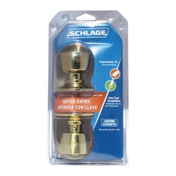 Schlage Bell Bright Brass Entry Door Knob 1-3/4 in.