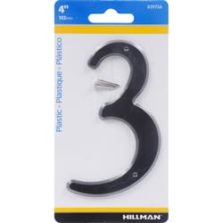 Hillman 4 in. Black Plastic Nail-On Number 3 1 pc