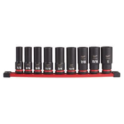 Milwaukee Shockwave 1/2 in. drive SAE 6 Point Impact Rated Deep Socket Set 9 pc