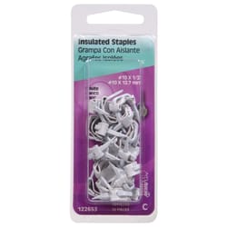 Hillman No. 10 X 1/2 in. W X 1/2 in. L White Steel Insulated Staples 10 Ga. 15 lb Hillman No. 10 X 1/2 in. W X 1/2 in. L White Steel Insulated Staples 10 Ga. 15 lb