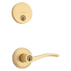 Kwikset Sedona Transitional Satin Brass Lever and Single Cylinder Deadbolt KW1 1-3/4 in.