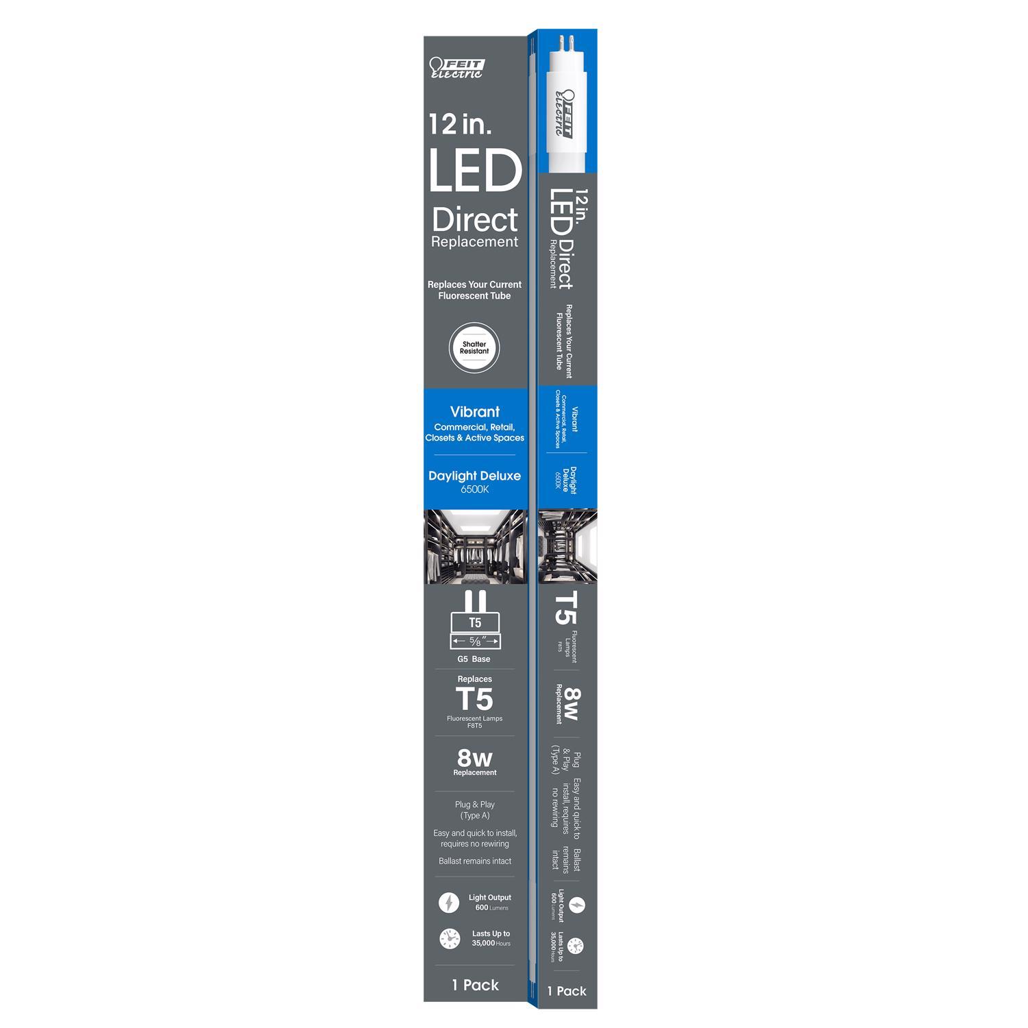 Feit T5 Bright White 12 in. Bi Pin Linear LED Linear Lamp 8 Watt Equivalence 1 pk Mfr T512 830 LED Ace Hardware