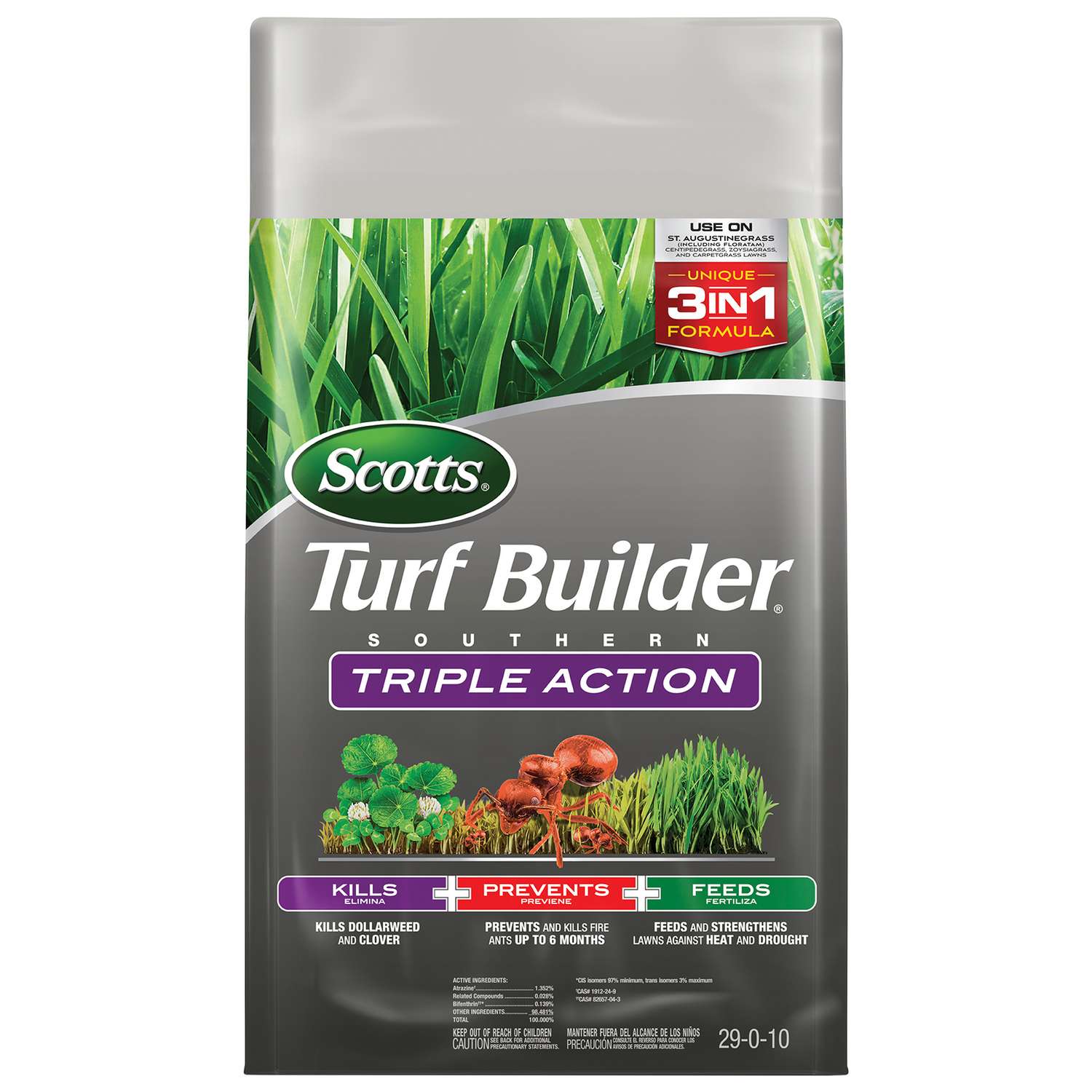 Scotts Turf Builder Triple Action 29 0 10 Weed Feed Lawn Food For Southern Grasses 8000 Sq Ft Ace Hardware