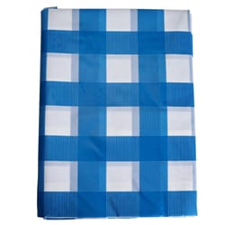 Chef Craft Blue/White Checkered Plastic Disposable Tablecloth 52 in.x108 in.