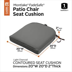 Classic Accessories Montlake Charcoal Gray Polyester Seat Cushion 2 in. H X 20 in. W X 20 in. L