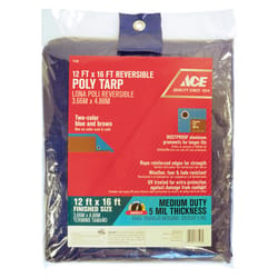 Ace 12 ft. W X 16 ft. L Medium Duty Polyethylene Tarp Blue/Brown