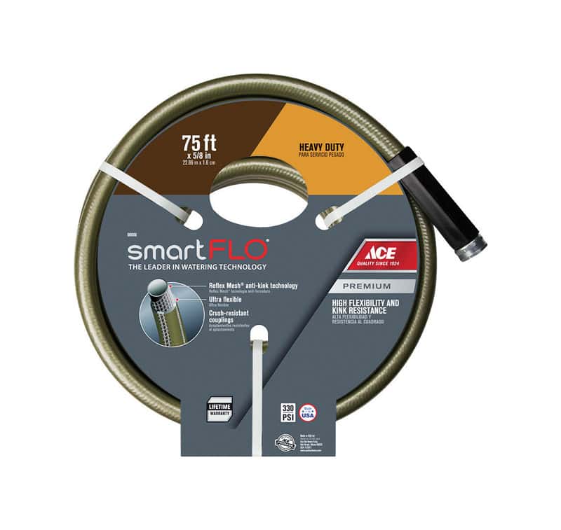 Ace SmartFLO 5/8 in. D X 75 ft. L Heavy Duty Garden Hose Gray Ace
