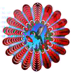 Spinfinity Designs Multi-color Stainless Steel 12 in. Animated Red Hummingbird Large Outdoor Spinner