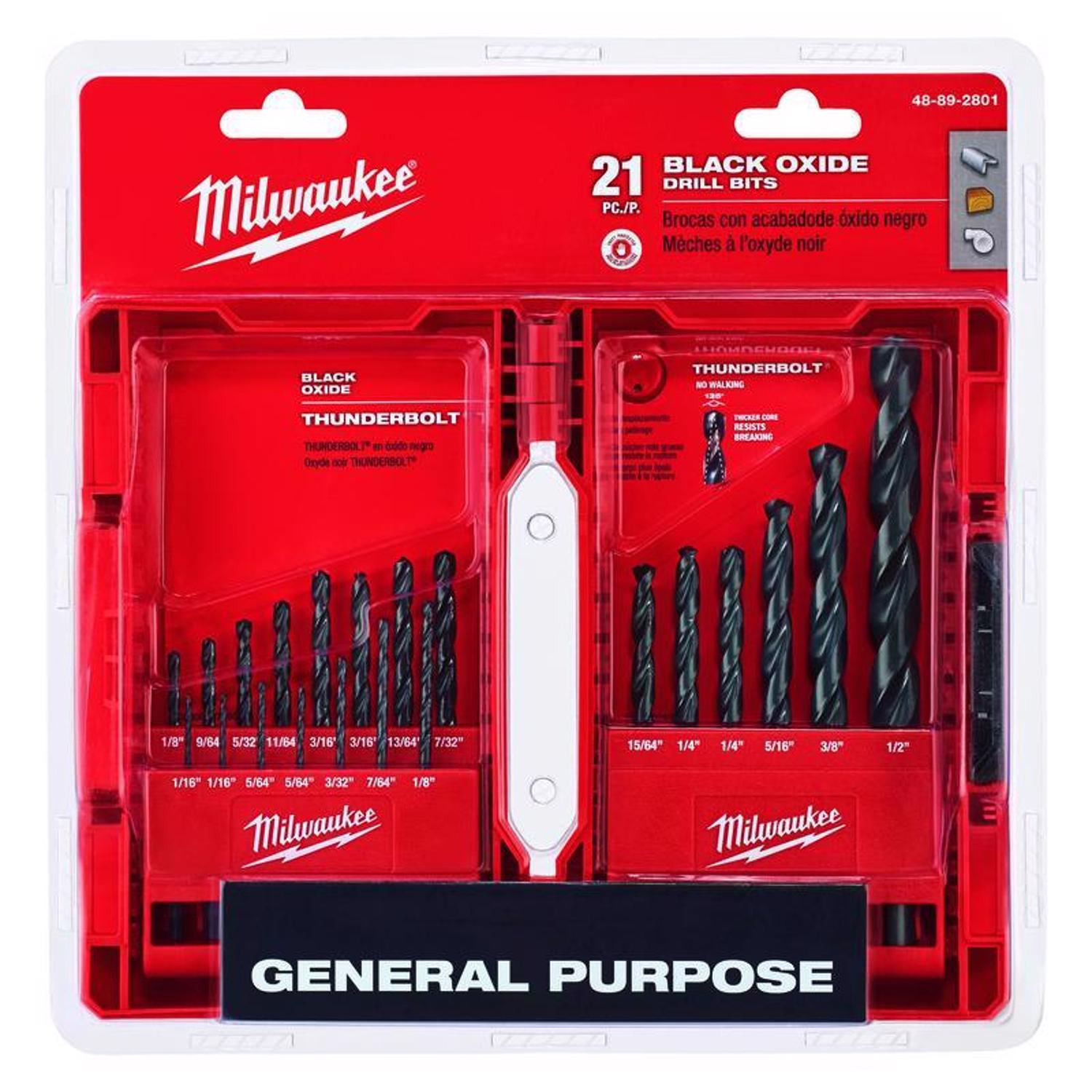 thumbnail image 2 of Milwaukee Thunderbolt Black Oxide Drill Bit Set – 29-Piece, HSS, 48-89-2802 2 of 6