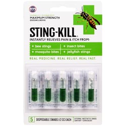 Sting Kill Clear/Green Anesthetic Swabs 5 pk