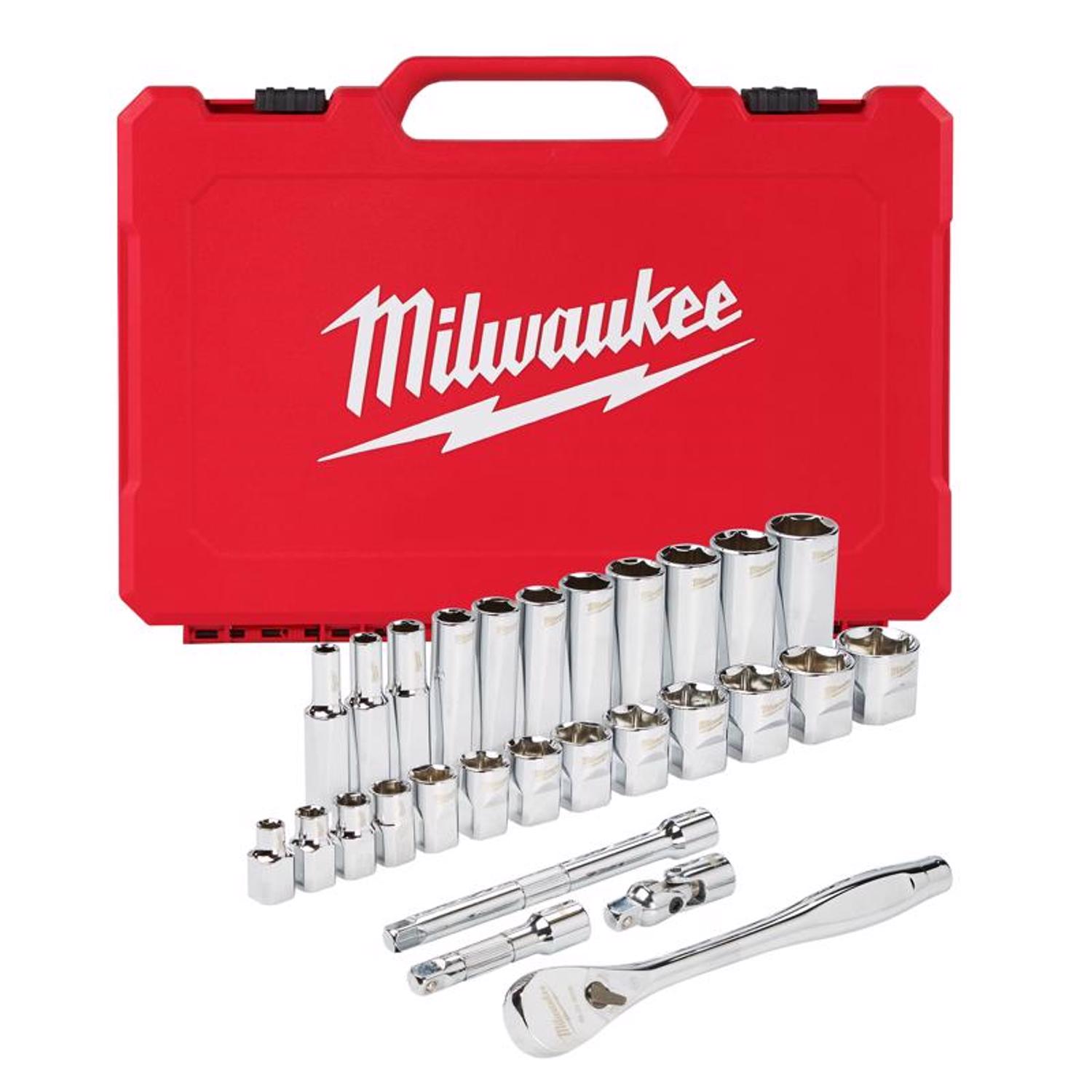 Milwaukee 3/8 in. drive SAE Ratchet and Socket Set