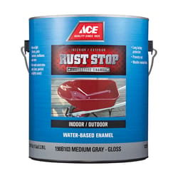 Ace Rust Stop Indoor and Outdoor Gloss Medium Gray Water-Based Enamel Rust Prevention Paint 1 gal