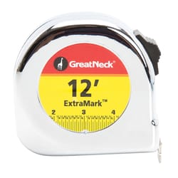 GreatNeck ExtraMark 12 ft. L X 5/8 in. W Tape Measure 1 pk