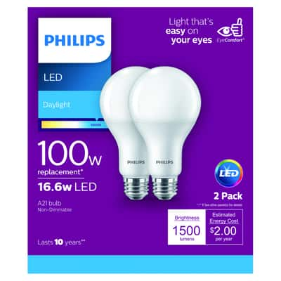 Philips 1 E26 Medium Led Bulb Daylight 100 Watt Equivalence 2 Pk Ace Hardware